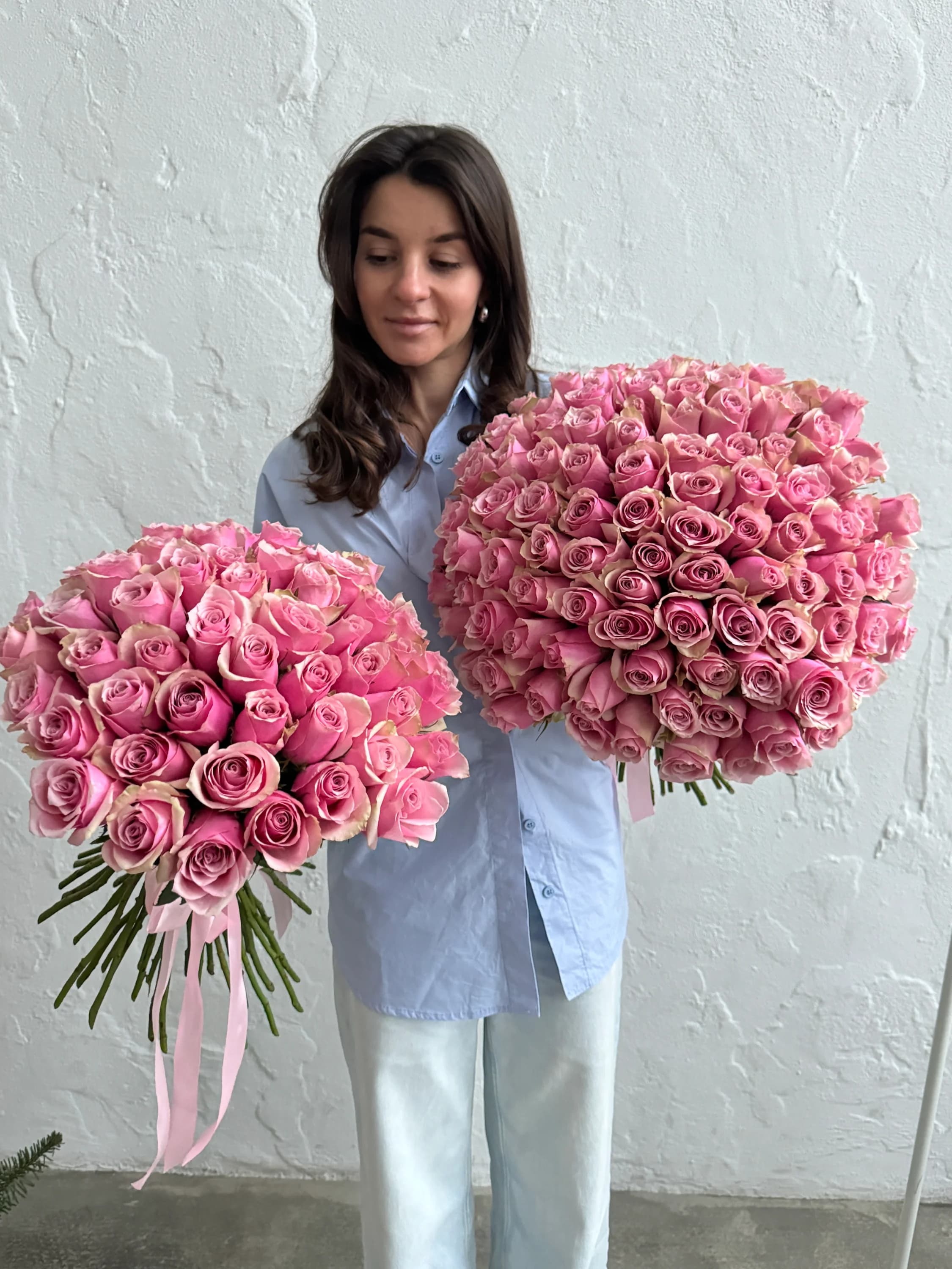 Rose Athena Royal, pink — monobuket
